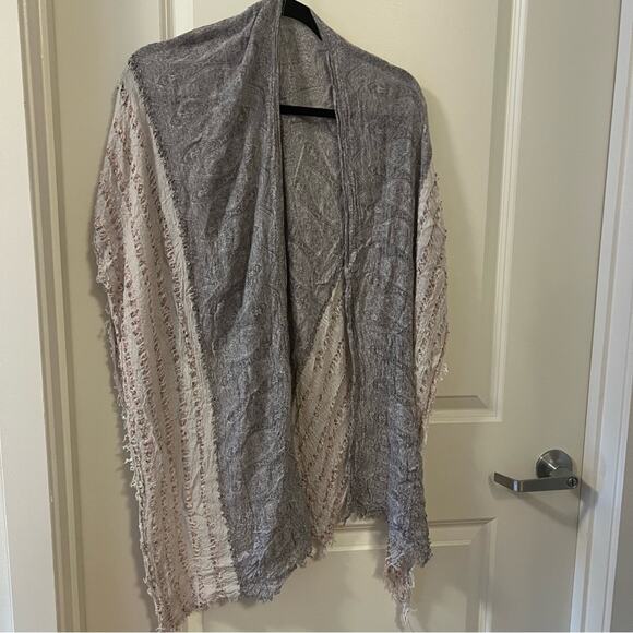 Floral Mixed Pattern Cotton Shawl - Pink & Grey - One Size - Picture 3 of 3